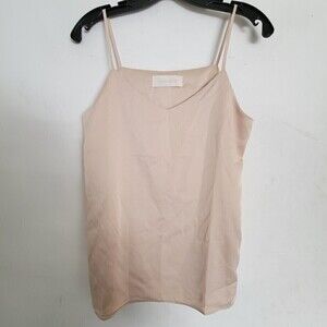 Mademoiselle Blush Pink Tan Cream Silky Strappy Cami Tank Top Blouse